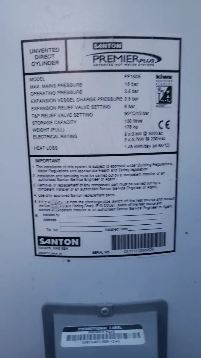 santon Premier plus PP160E water heater cylinder - Image 4