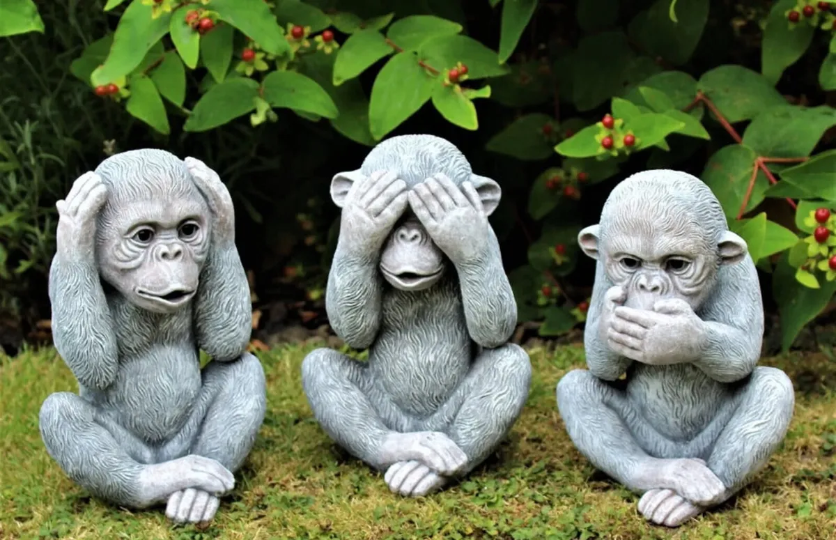 3 Wise Monkeys Garden Ornaments 9.5” High NEW - Image 3
