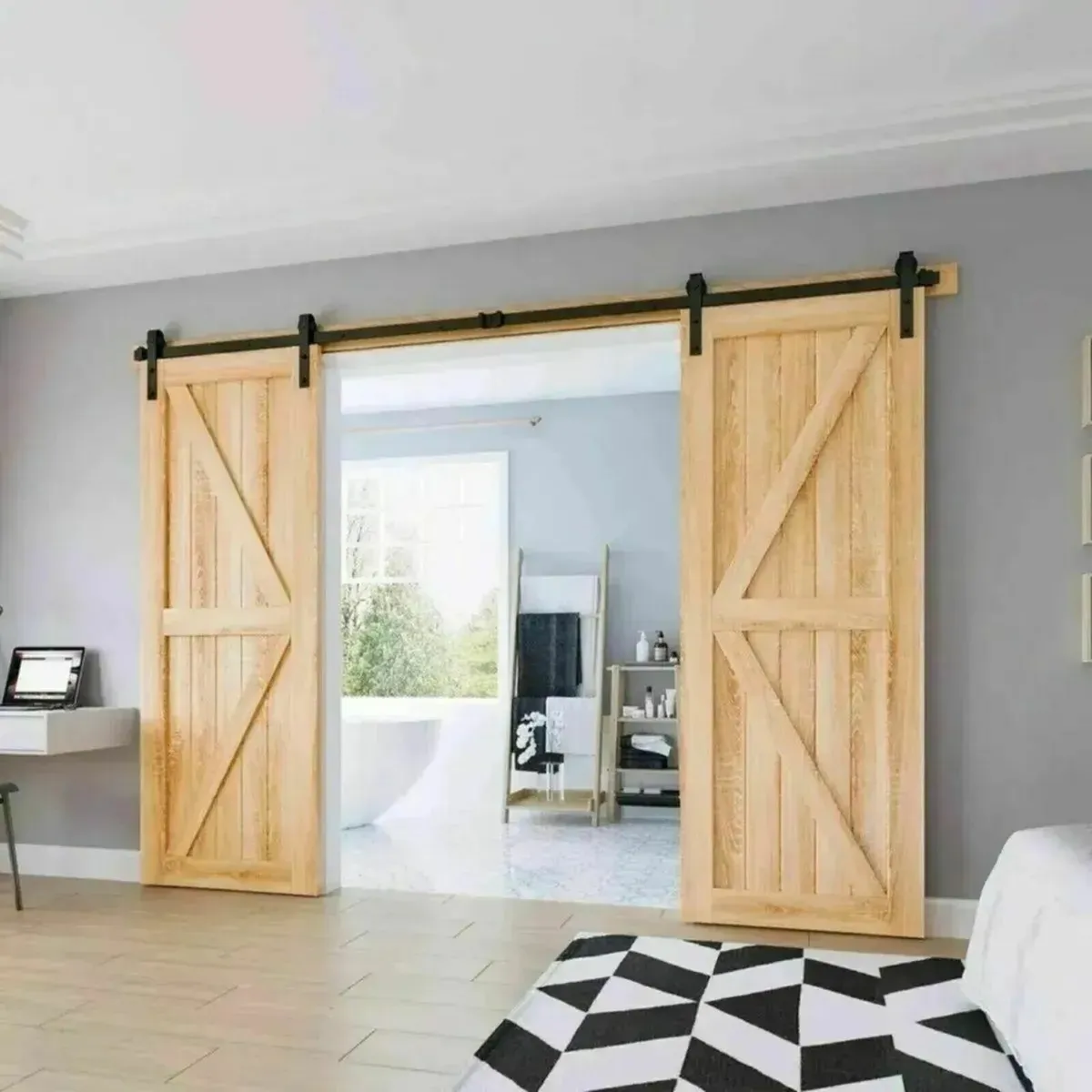 Double Sliding Barn Door Hardware Kit 10FT - Image 2