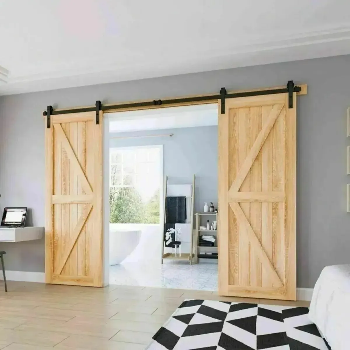 Double Sliding Barn Door Hardware Kit 10FT - Image 4
