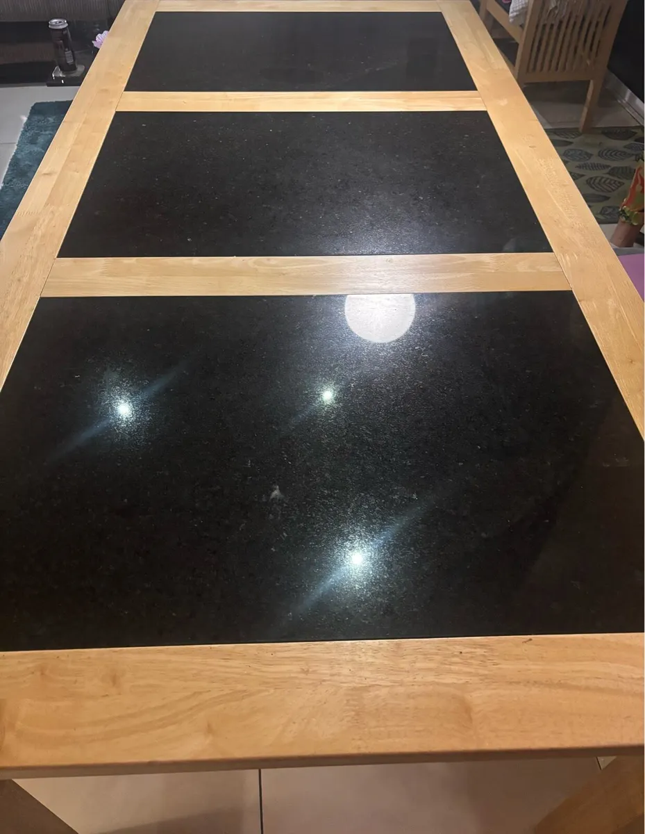 Wood and Marble Kitchen Table - Image 3