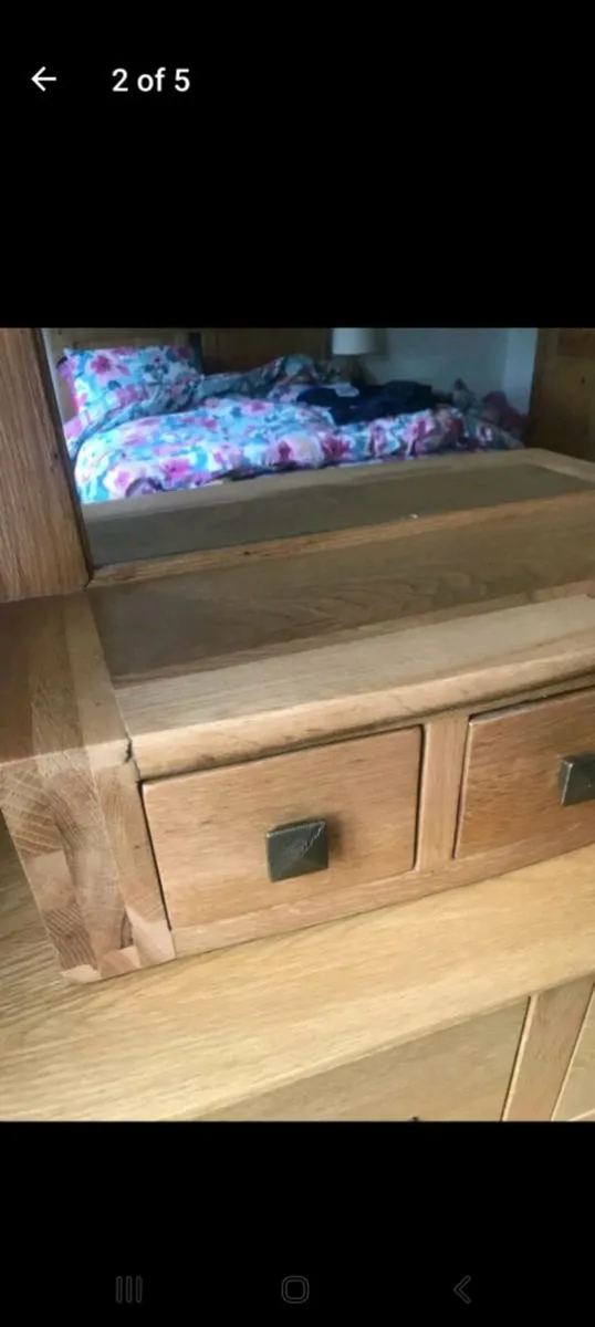 Solid oak mirror with drawers - Image 2
