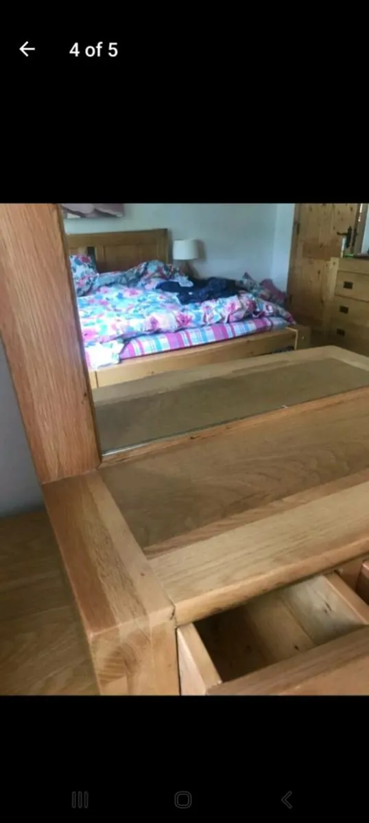 Solid oak mirror with drawers - Image 4