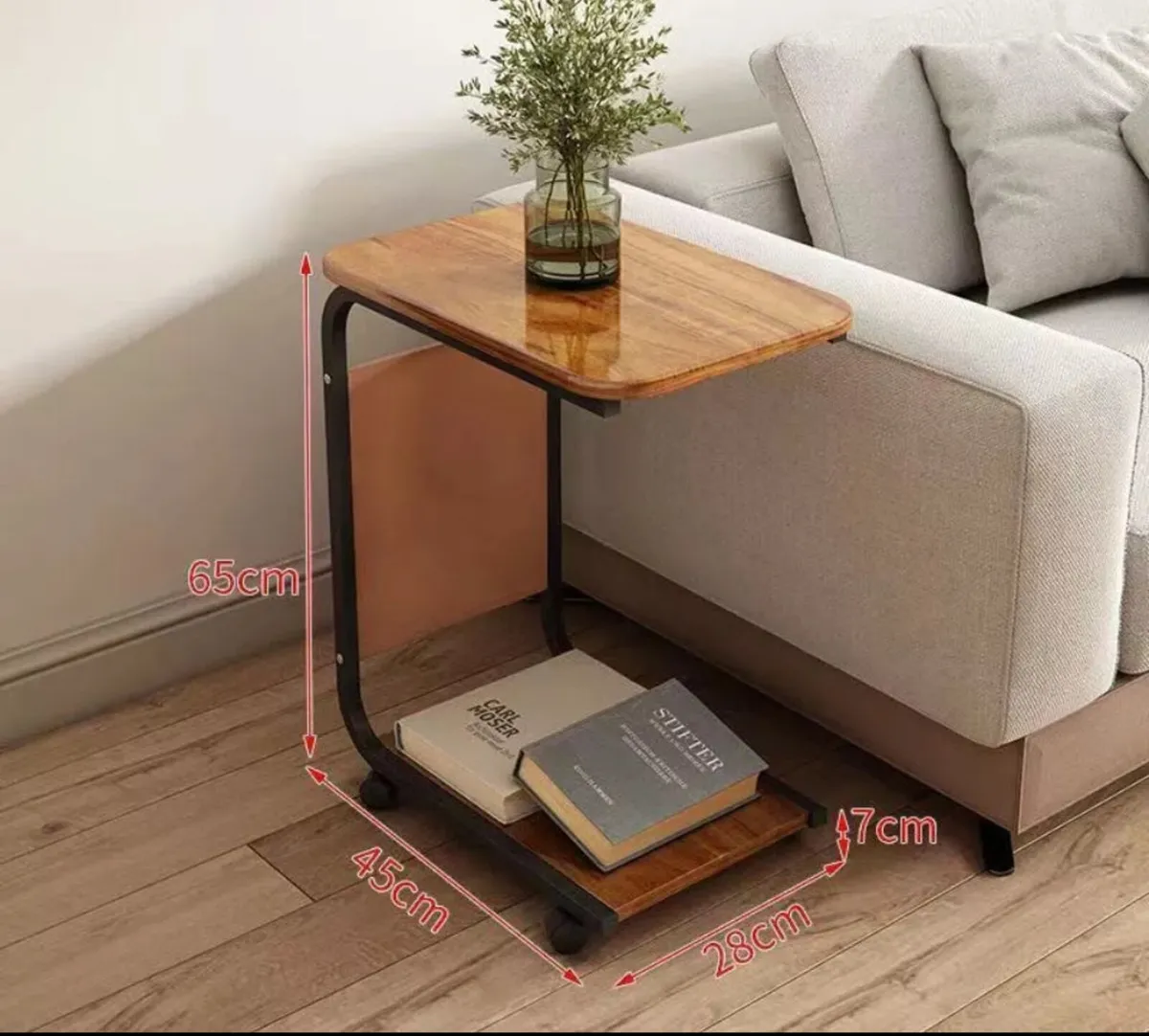 C Shaped End Coffee Table on Wheels - Image 2