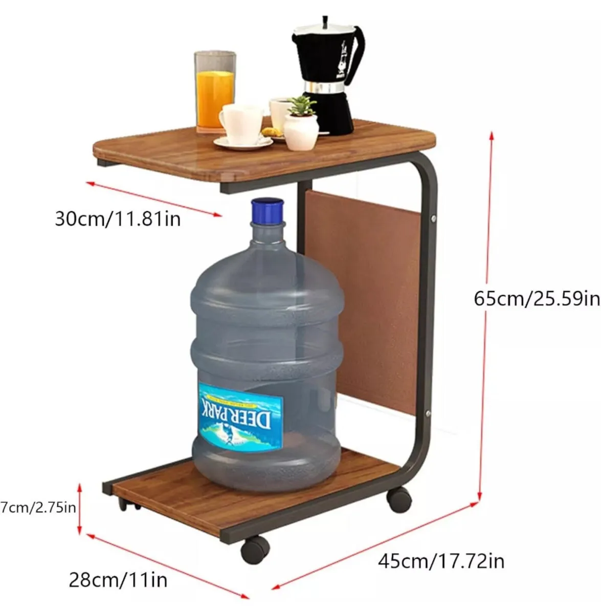 C Shaped End Coffee Table on Wheels - Image 3