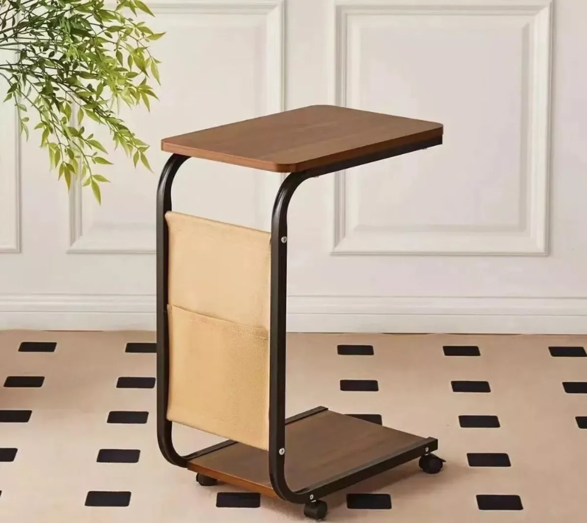 C Shaped End Coffee Table on Wheels - Image 4