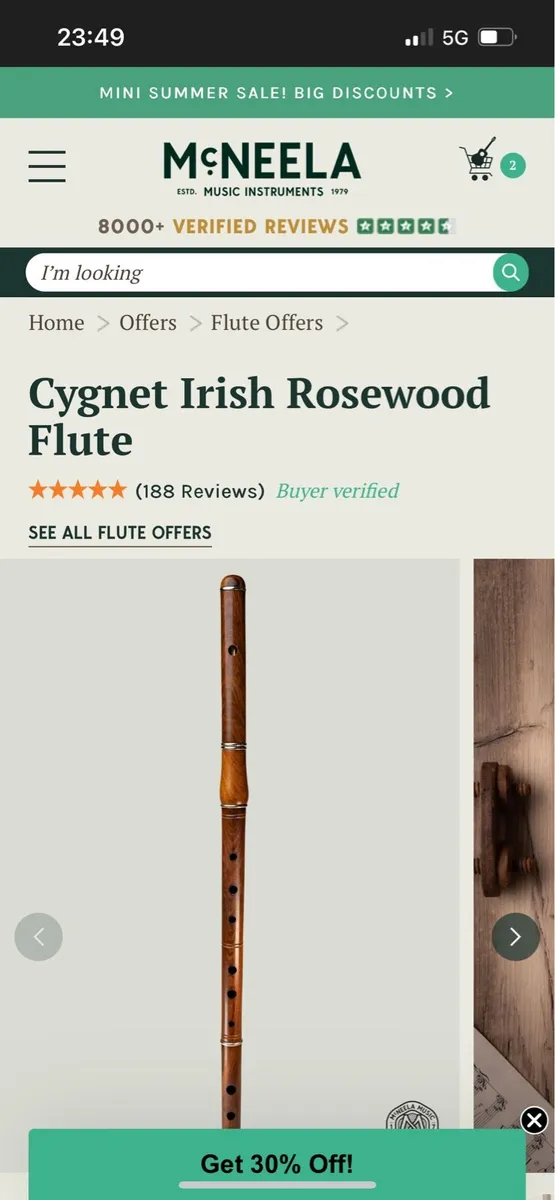 Cygnet Irish Rosewood Flute - Image 4