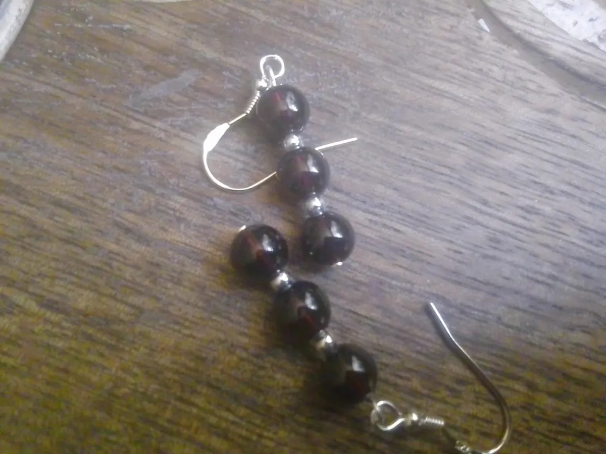 STERLING SILVER RED SPINEL DROP EARRINGS NEW - Image 2