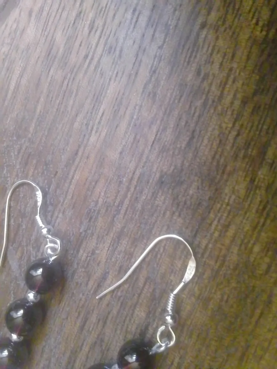 STERLING SILVER RED SPINEL DROP EARRINGS NEW - Image 4