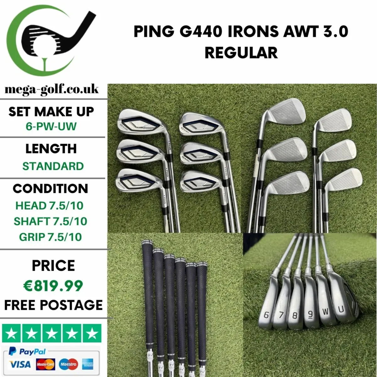 PING G440 IRONS / 6-PW-UW / AWT 3.0 REGULAR - Image 1