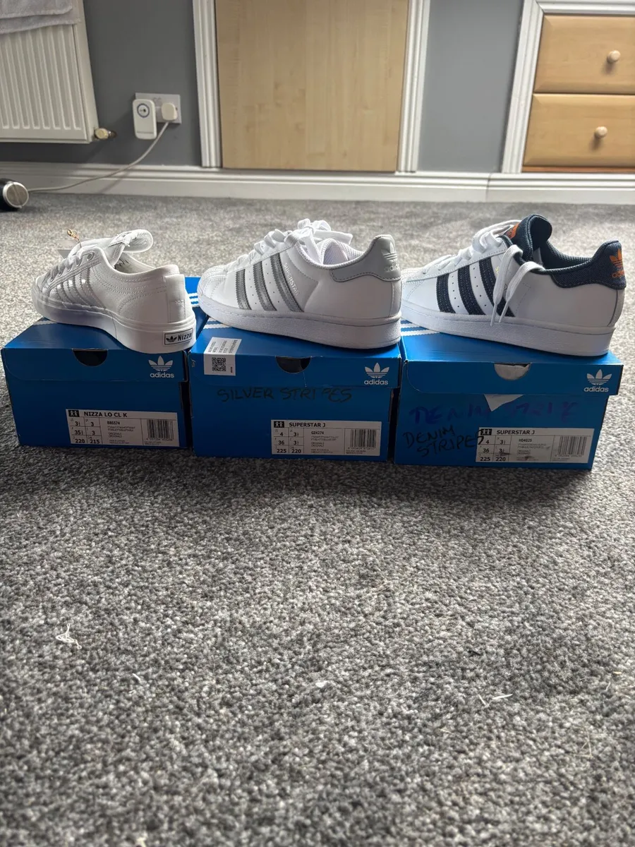 3 x pairs adidas trainers