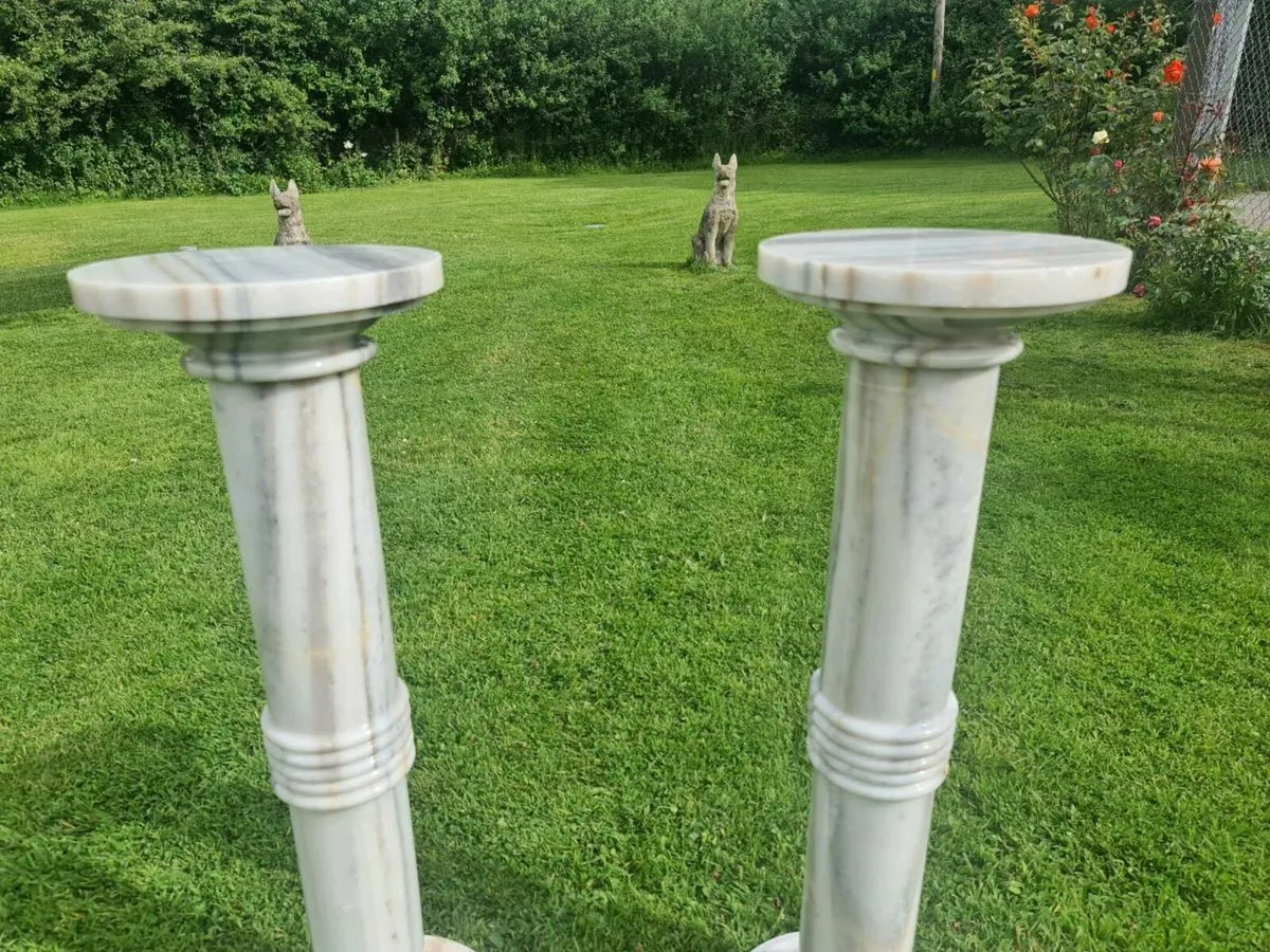 Hand carved large marble pedestals - Image 2