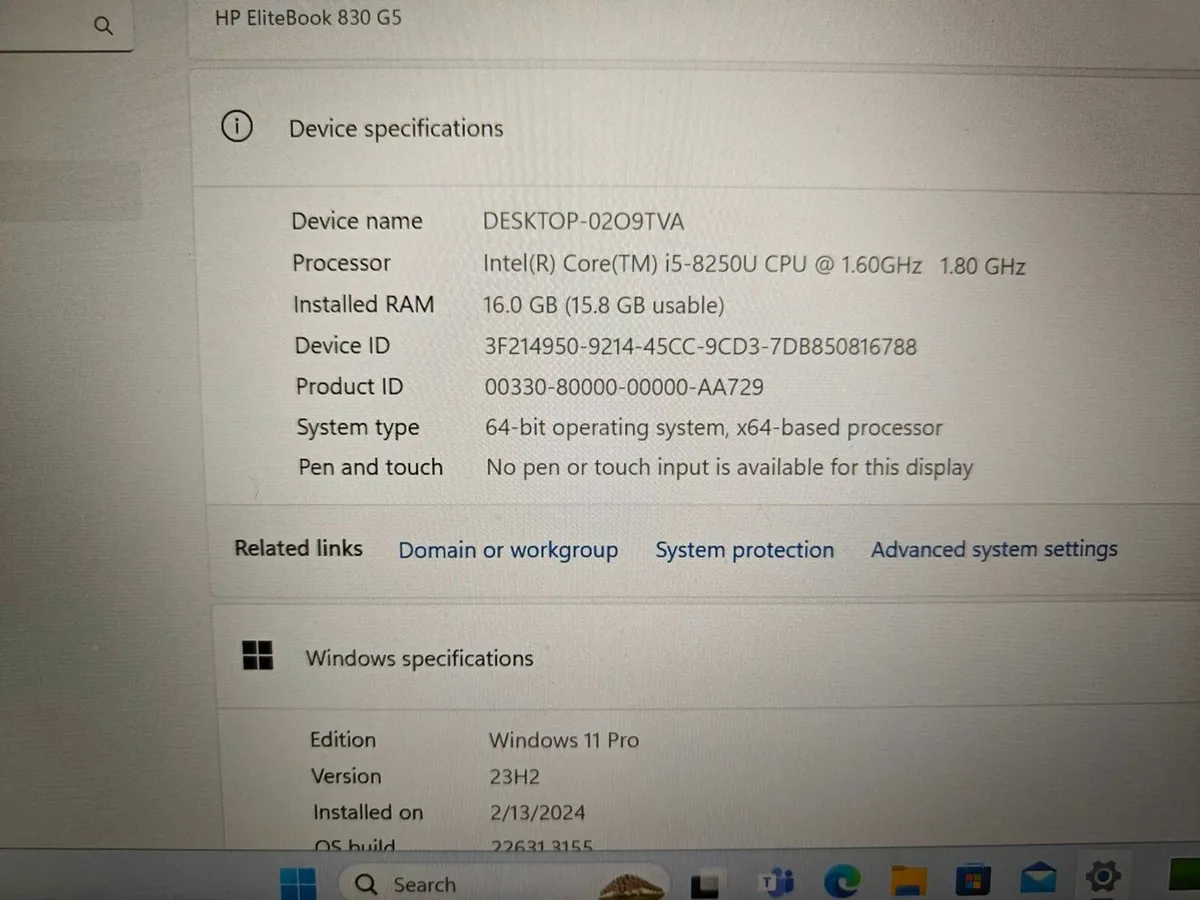 HP Elitebook 830 G5 | i5 | 16GB | 256GB | 13.3" FH - Image 2