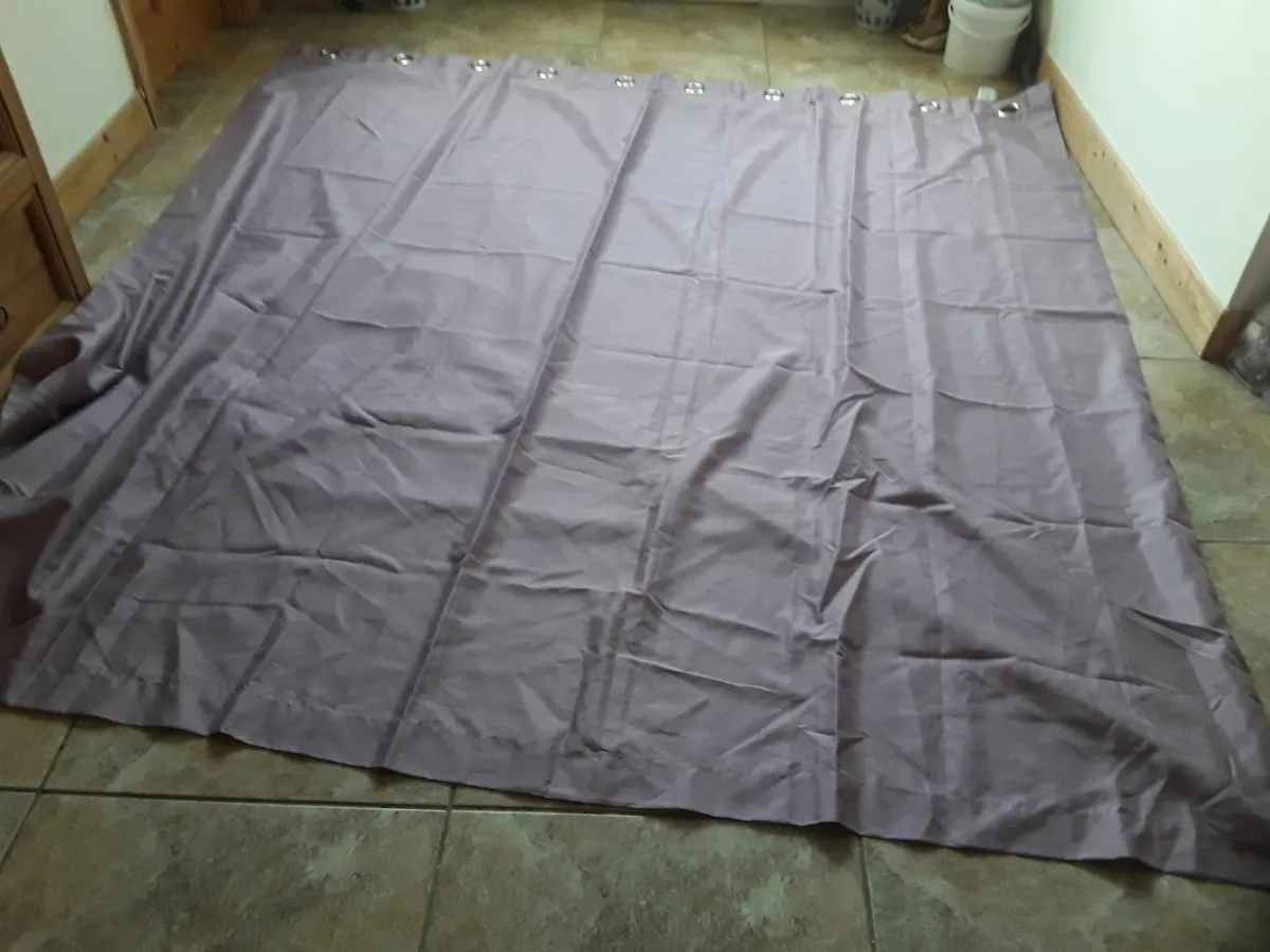 Brand new satin eyelet drapes lavender - Image 1