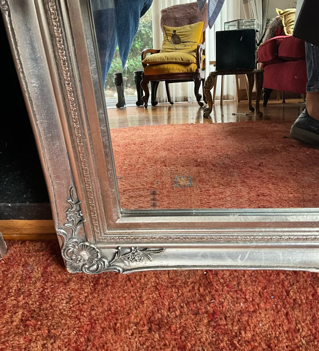Large Pair of Ornate Silver Framed Mirrors - Image 2
