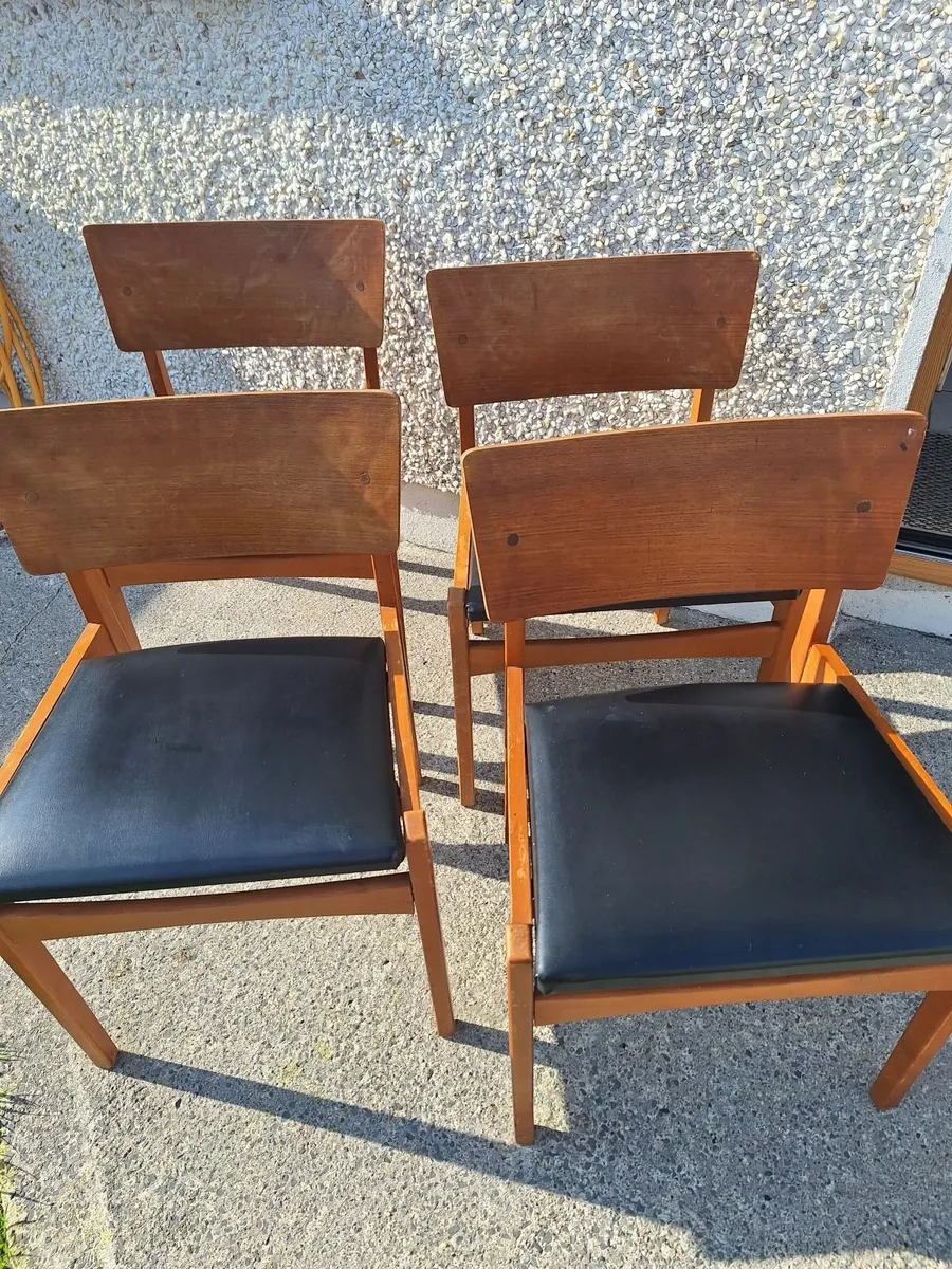 Set of 4 Mid-Century Vintage Wooden Chairs - Image 4