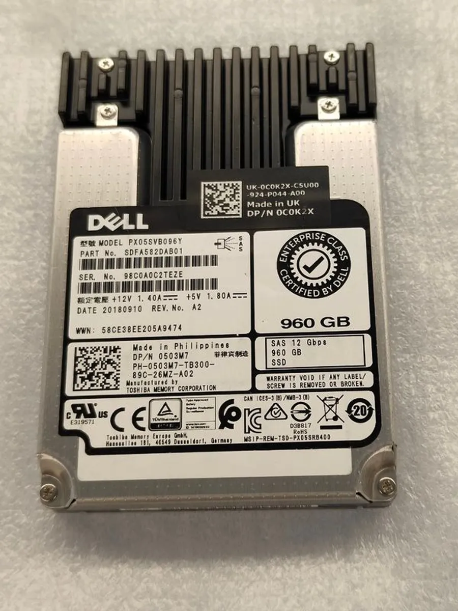 Dell Enterprise Class 960gb Sas Ssd Dp/n 503m7 12gbps M/n Px05svb096y - Image 2