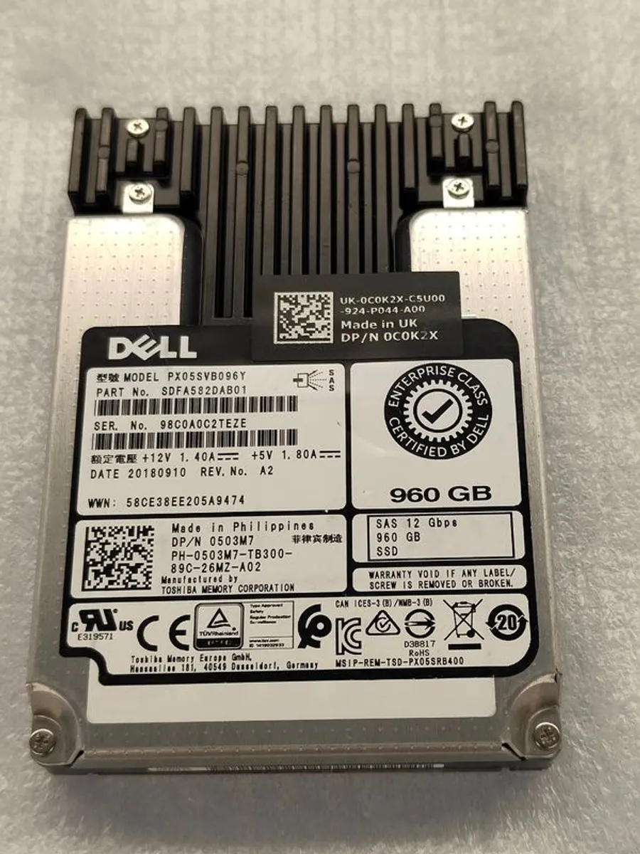 Dell Enterprise Class 960gb Sas Ssd Dp/n 503m7 12gbps M/n Px05svb096y - Image 3