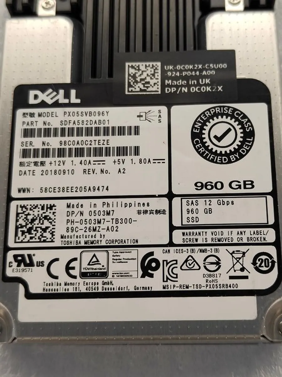 Dell Enterprise Class 960gb Sas Ssd Dp/n 503m7 12gbps M/n Px05svb096y - Image 4