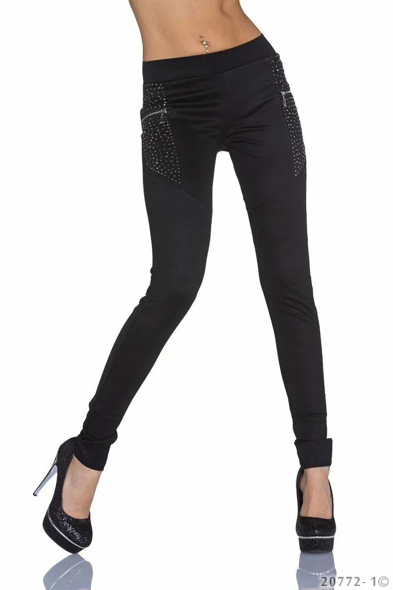 Black with zip and rhinestones leggins fits sm - Image 4