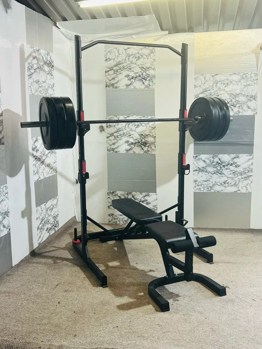 110KG OLYMPIC WEIGHTS BARBELL RACK BENCH - Image 2