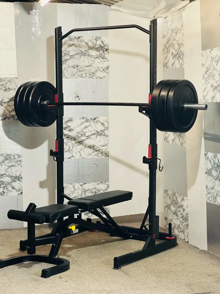 110KG OLYMPIC WEIGHTS BARBELL RACK BENCH - Image 1