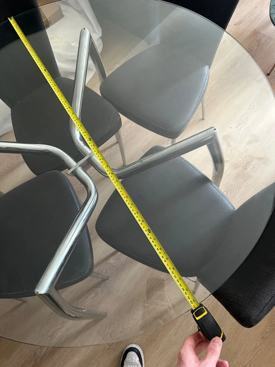 110cm Round Glass Dining Table - Image 3