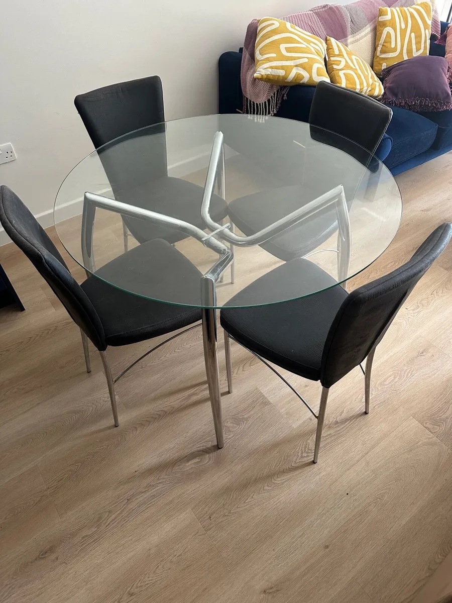 110cm Round Glass Dining Table - Image 1