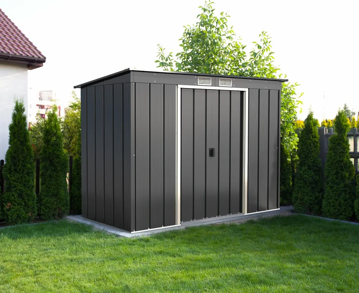 8x4 Pent Steel Garden Sheds! Sliding Doors - Image 1
