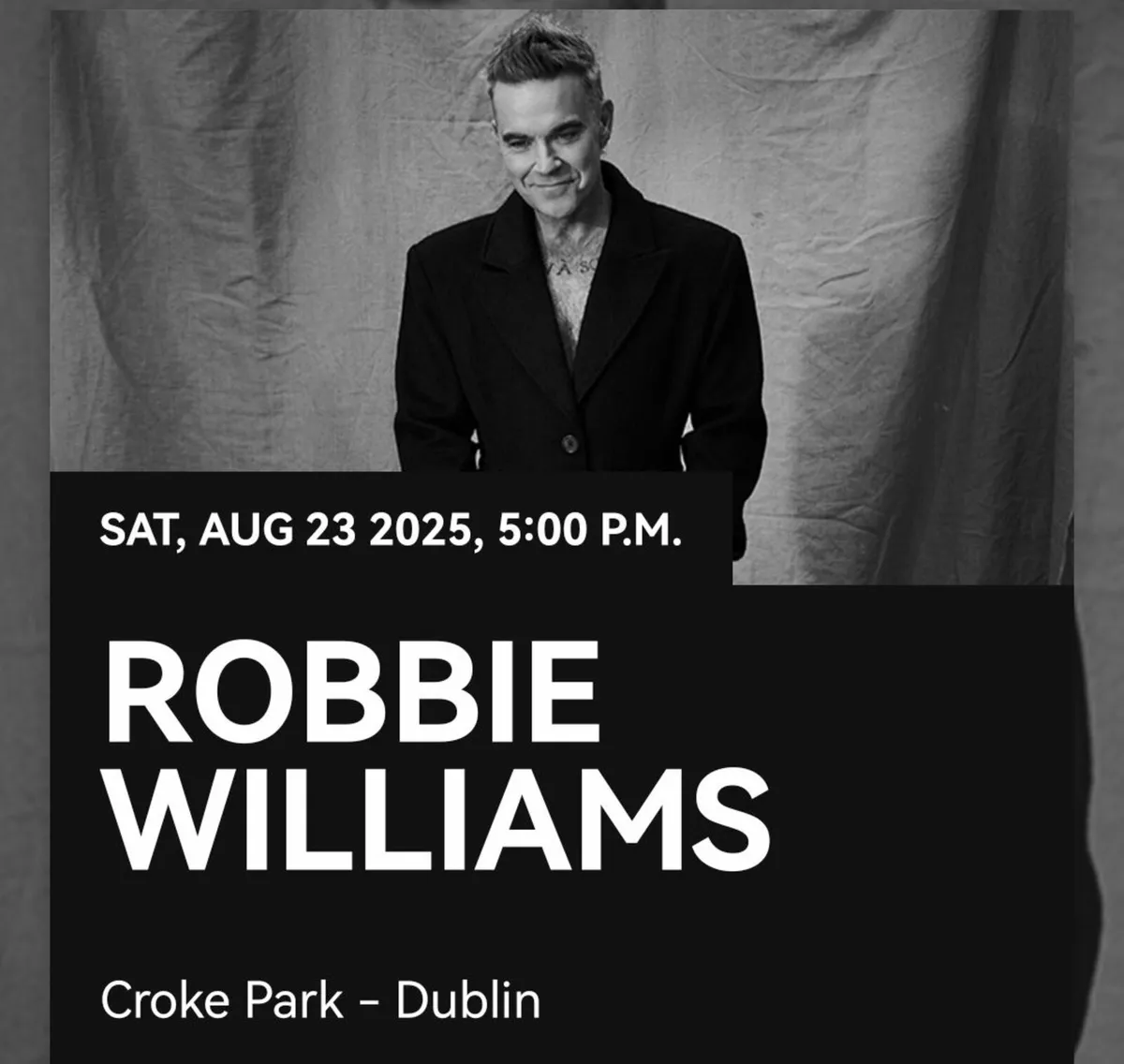 Robbie Williams Croke Park Tickets x 2