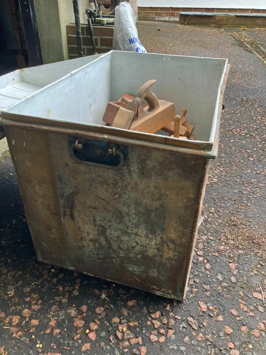 antique metal trunk - Image 2