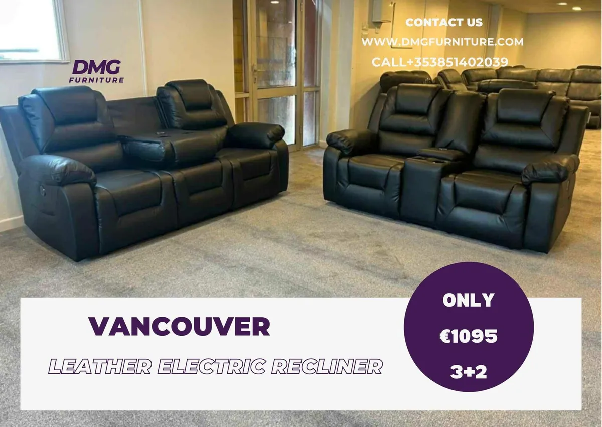 New 3+2  Grey Fabric Electric Recliner Sofa - Image 2