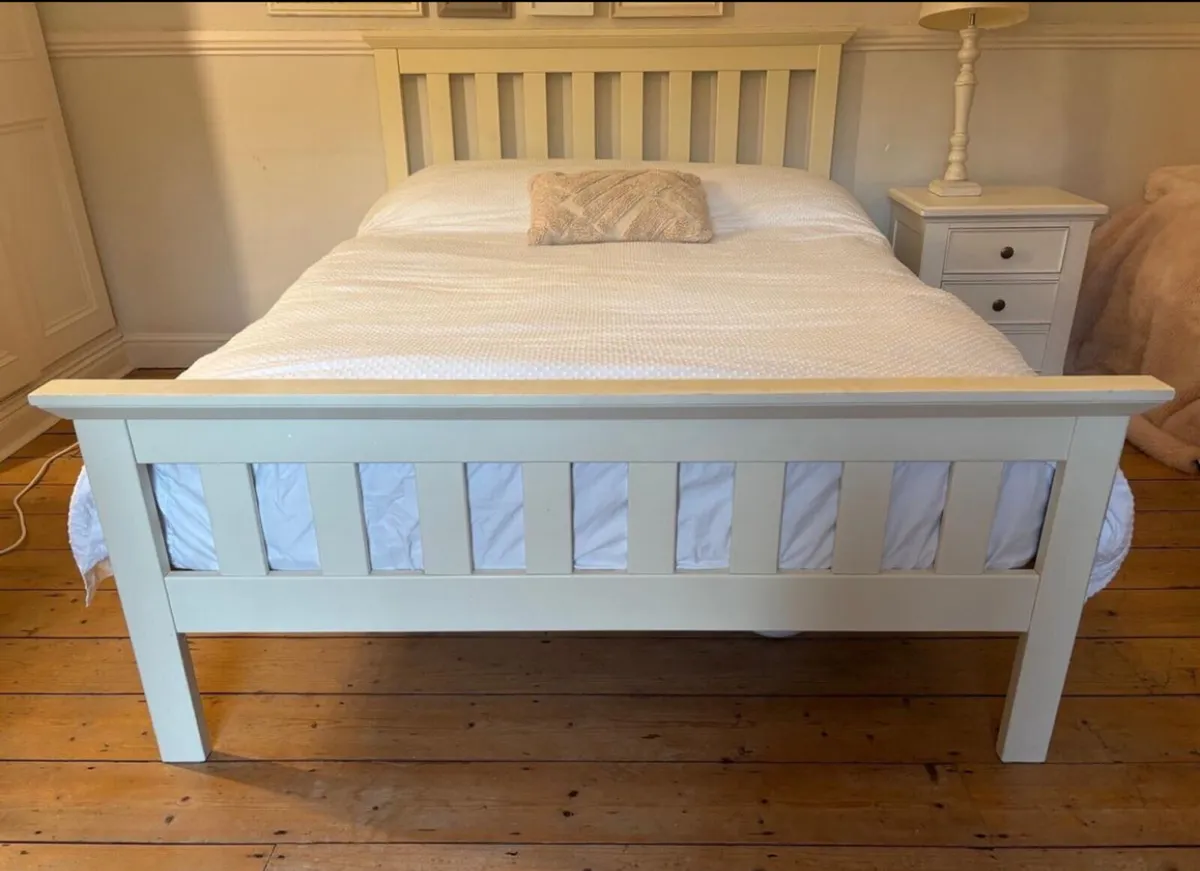 Very Solid White 4 Ft 6” Wooden Double Bed-Deliver