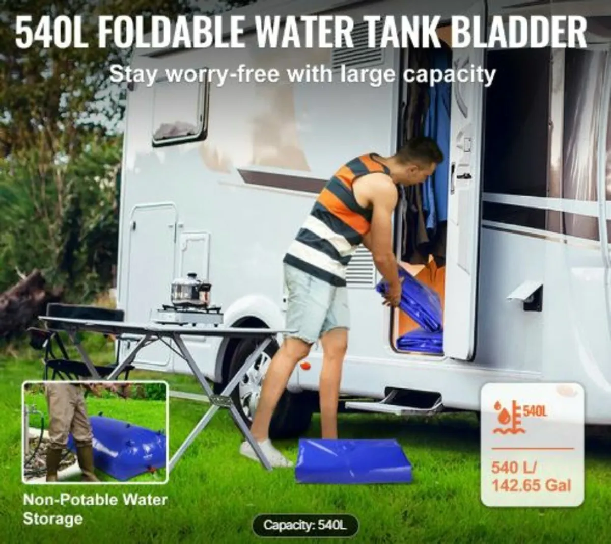Portable Water Storage Bladder 540.2 L 1000D PVC - Image 2