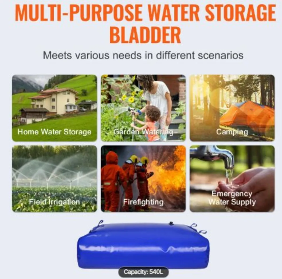 Portable Water Storage Bladder 540.2 L 1000D PVC - Image 4