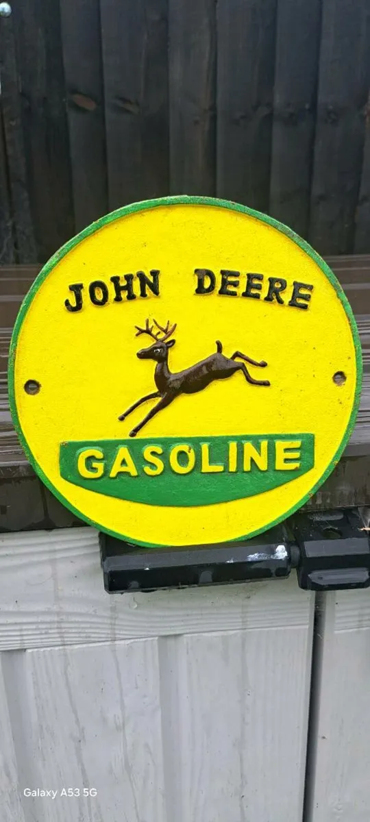 John deer gasoline cast iron sign