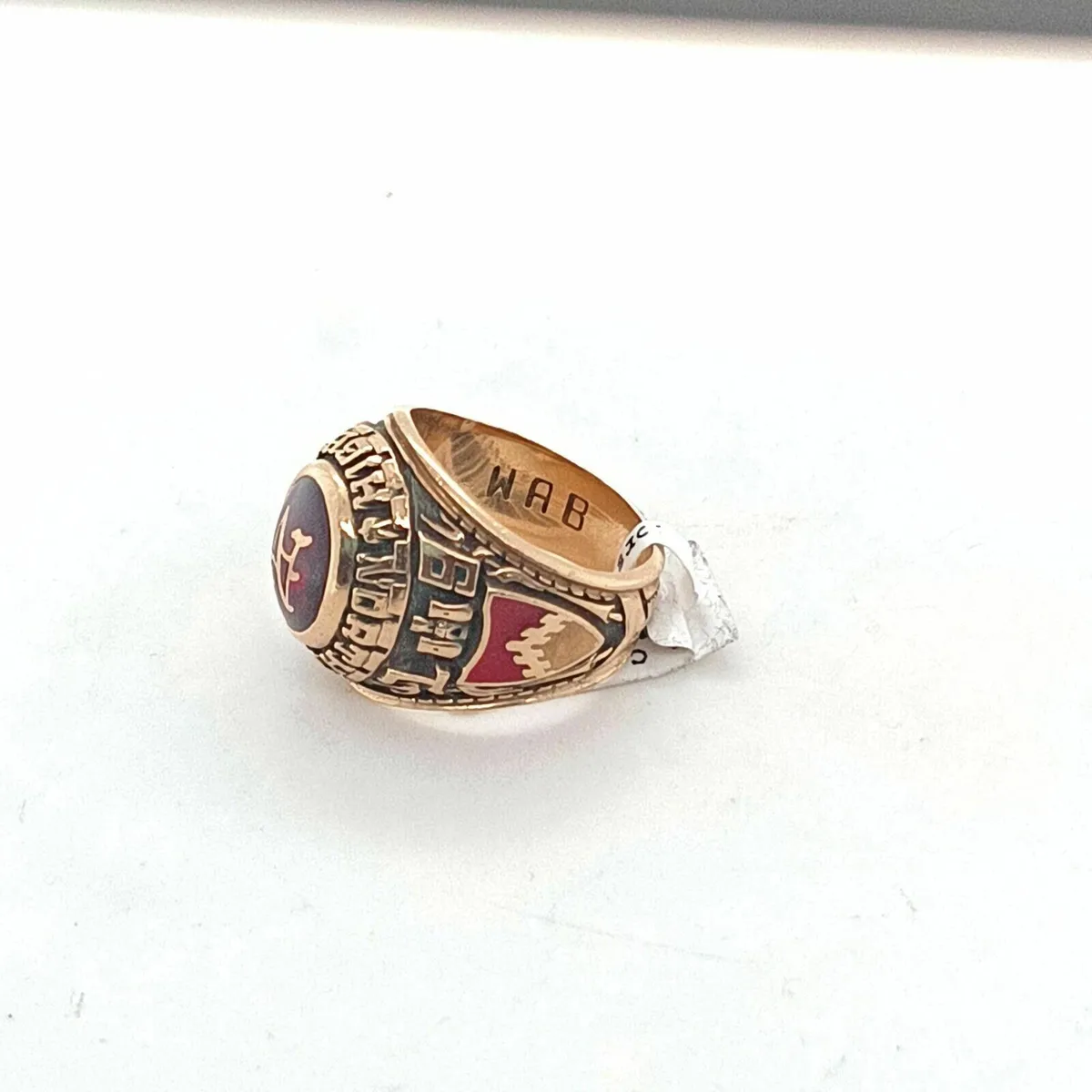 10k Gold Filled College Ring, Red Stone 1975 - Image 3