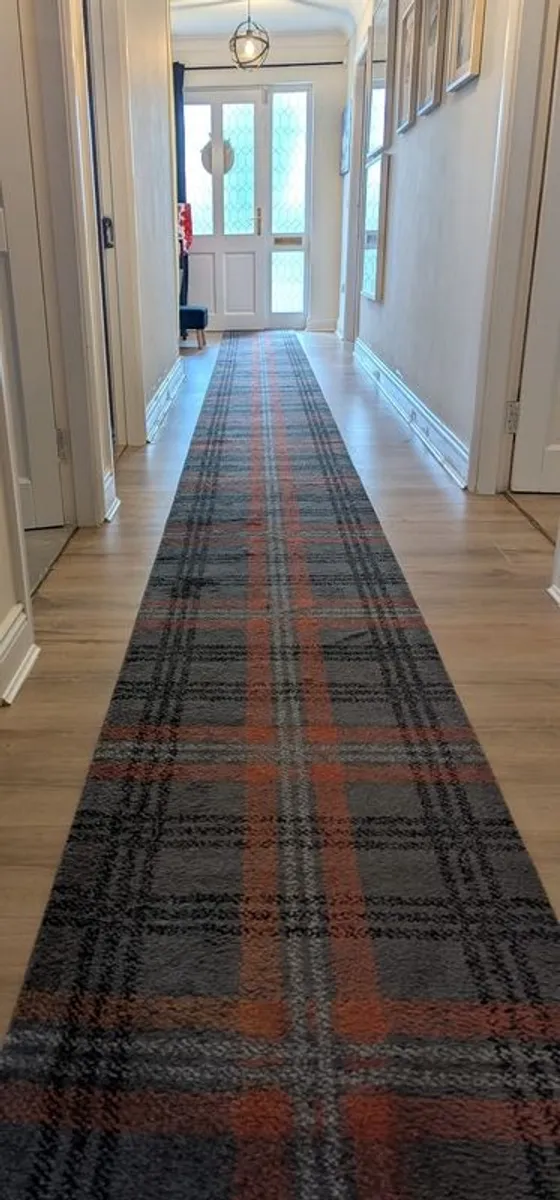 Hall Stairs 27ft runner terracotta charcoal - Image 1