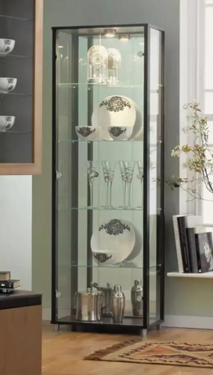 Display Cabinet 2 Door, Glass and Black wood with - Image 1
