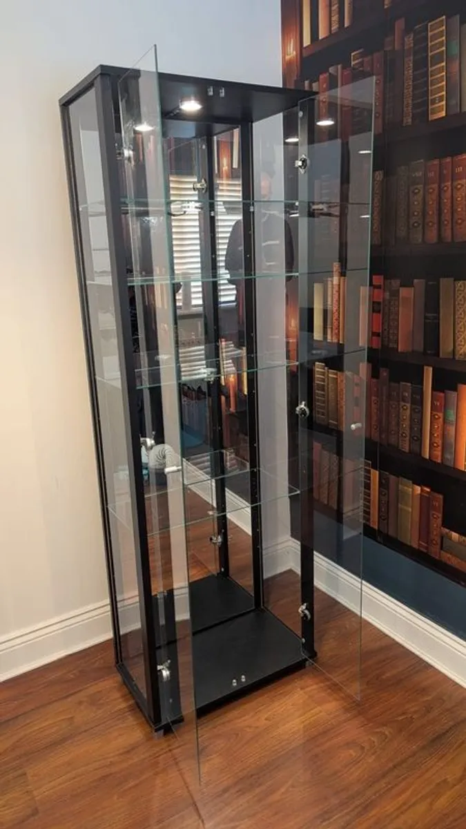 Display Cabinet 2 Door, Glass and Black wood with - Image 3
