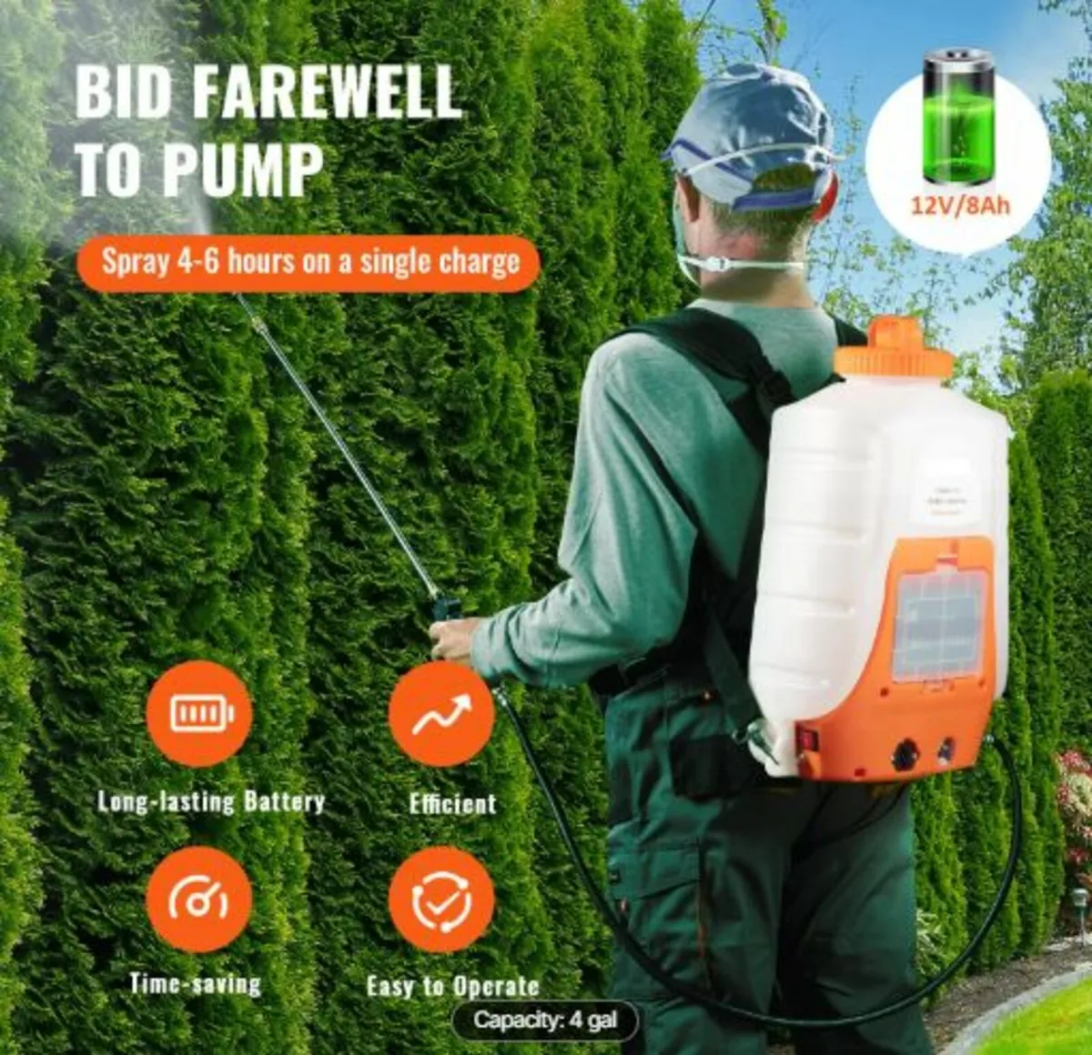 Battery Powered Backpack Sprayer 15.1 L Tank 0-90 - Image 2