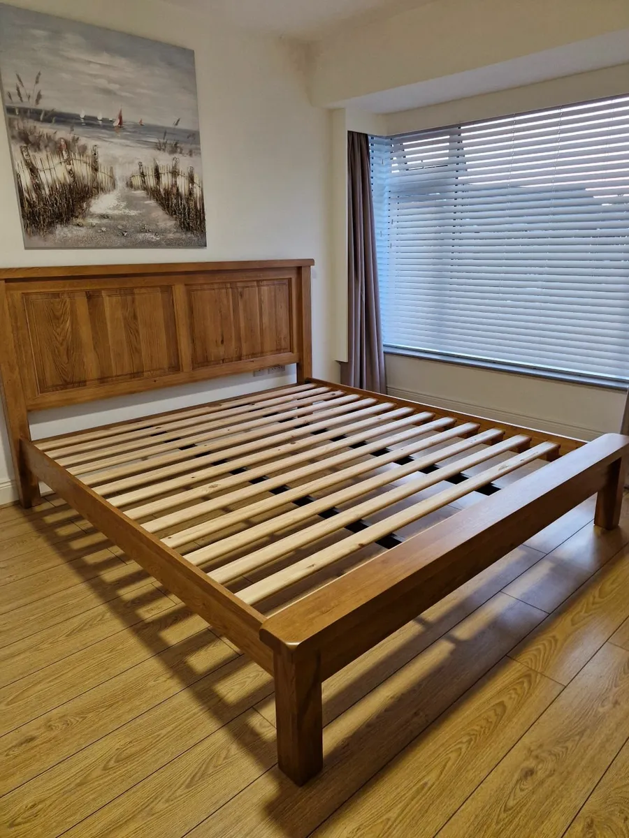 6' Superking Oak Bed frame. As new. - Image 1