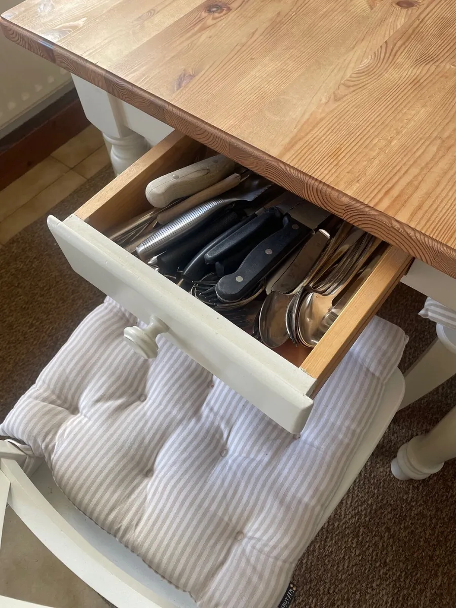 swedish solid  pinewood kitchen table with chairs - Image 3