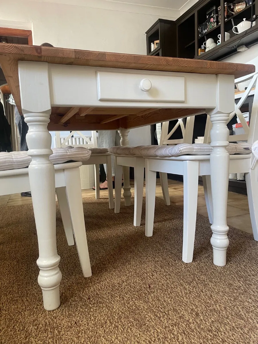 swedish solid  pinewood kitchen table with chairs - Image 4