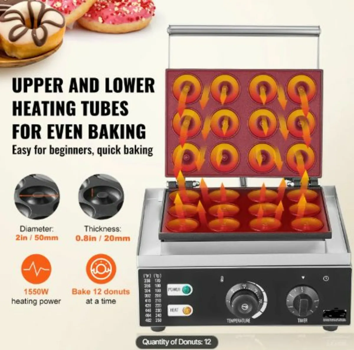 Electric Donut Maker, 1550W Commercial Doughnut - Image 4