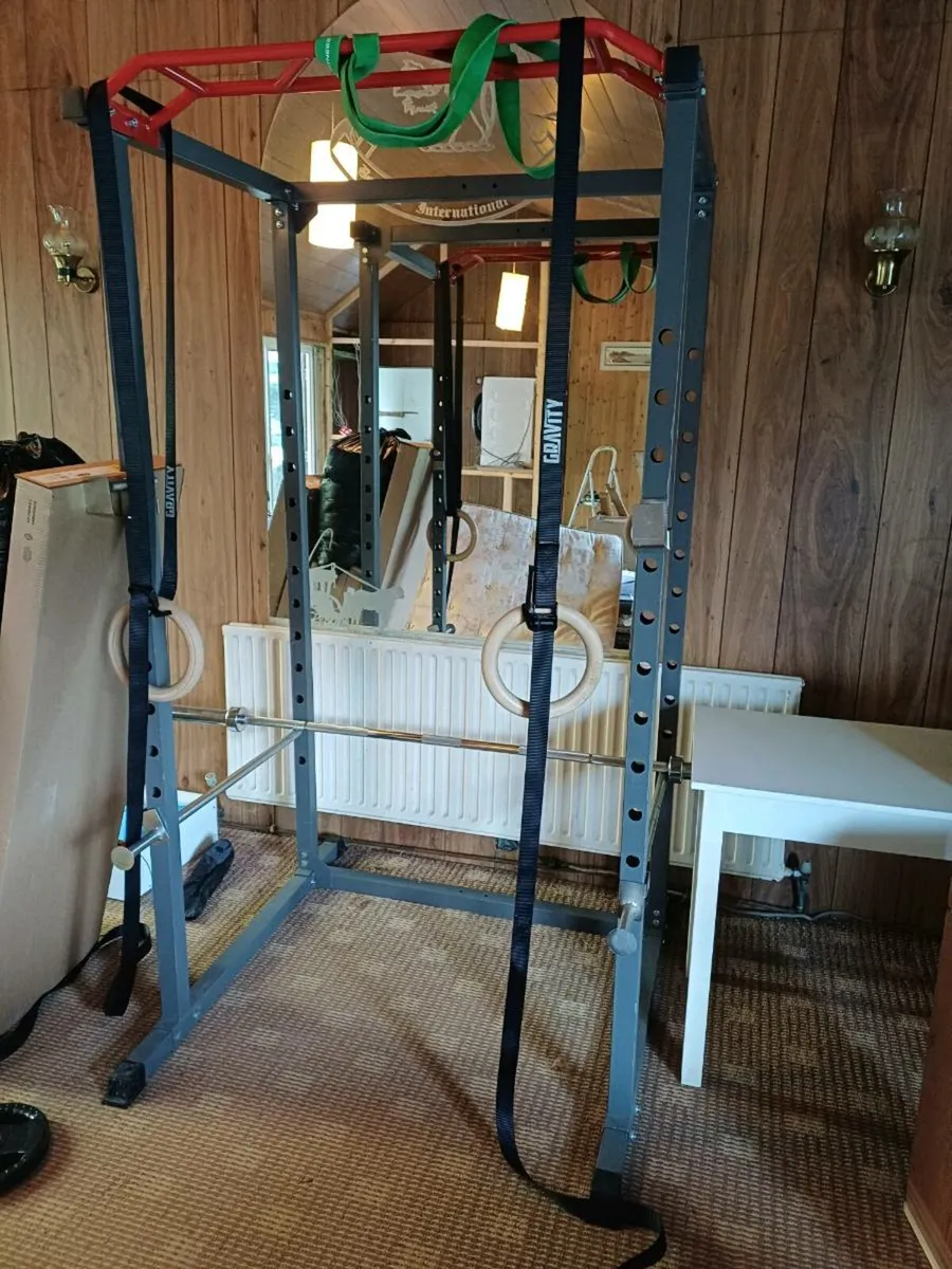 Squat Rack, bench, plates, barbell - Image 1