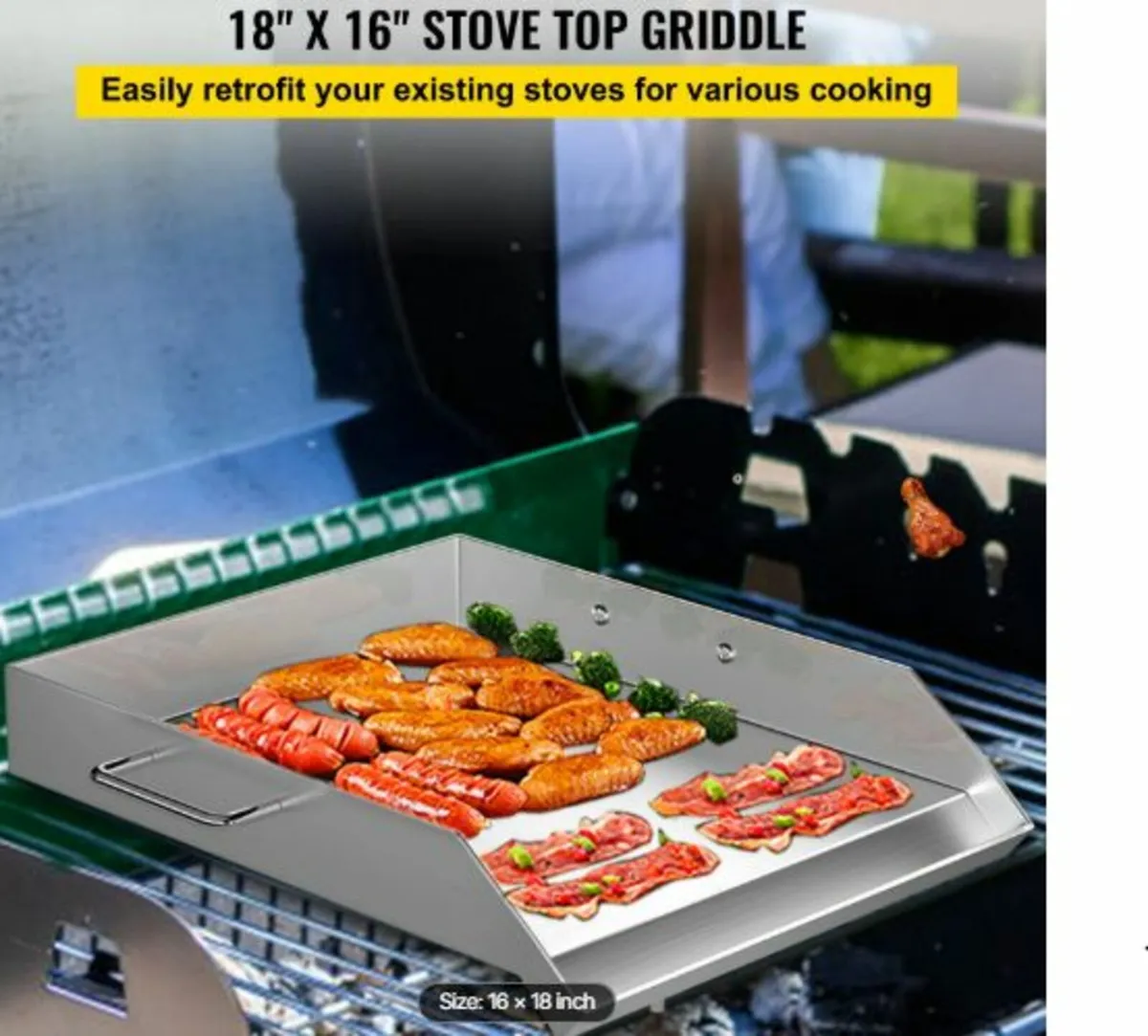 Square Grill Plate 16 x 18 Inch Stainless Steel - Image 2