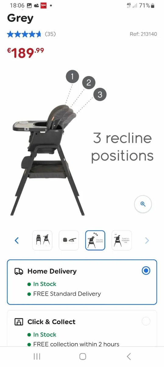 High Chair Tutti bambini nova light  highchair and - Image 1