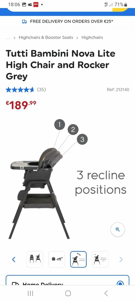 High Chair Tutti bambini nova light  highchair and - Image 2