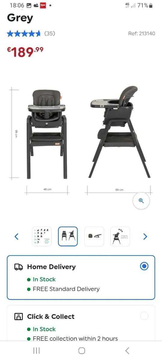 High Chair Tutti bambini nova light  highchair and - Image 4